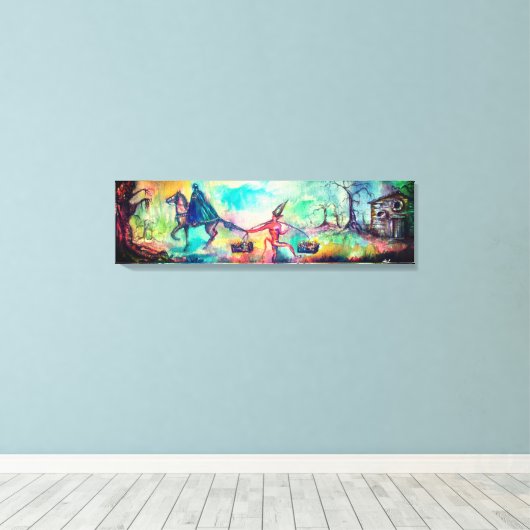 TEMPTATION Dark Knight and Devil's Treasure, Blue Canvas Afdruk (Insitu (Houten vloer))