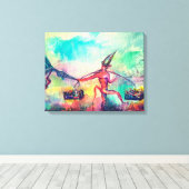 TEMPTATION Dark Knight and Devil's Treasure, Blue Canvas Afdruk (Insitu (Houten vloer))