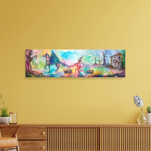 TEMPTATION Dark Knight and Devil's Treasure, Blue Canvas Afdruk (Insitu (Woonkamer))
