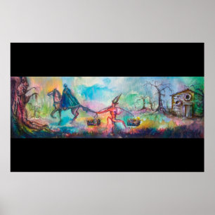 TEMPTATION Dark Knight en Duivels Schat ,Blauw Poster