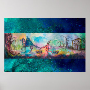 TEMPTATION Dark Knight en Duivelsschat ,Blauw Poster