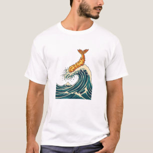 Tempura-garnalen Grote Golf Japanse Kunst Parodie T-shirt