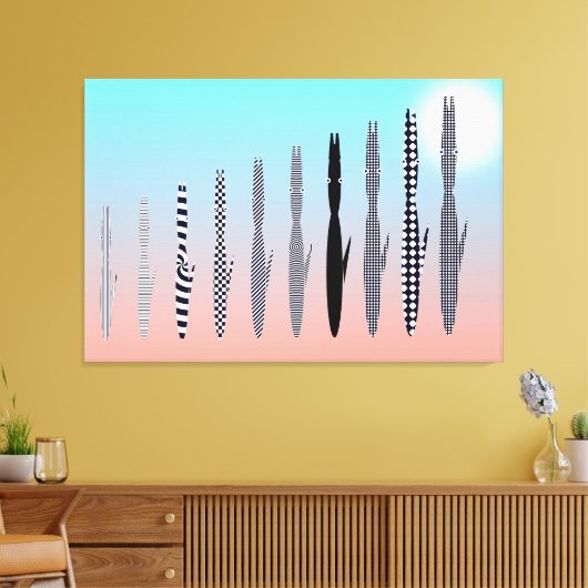 Ten Cat's Geometric Pattern  Canvas Afdruk (Insitu (Woonkamer))