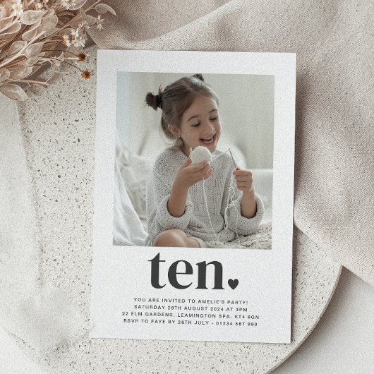 Ten Heart - Photo Carré Invitation d'anniversaire