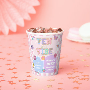 Ten is een vibe preppy patch 10e verjaardagsfeestj papieren bekers