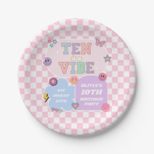 Ten is een vibe preppy patch 10e verjaardagsfeestj papieren bordje