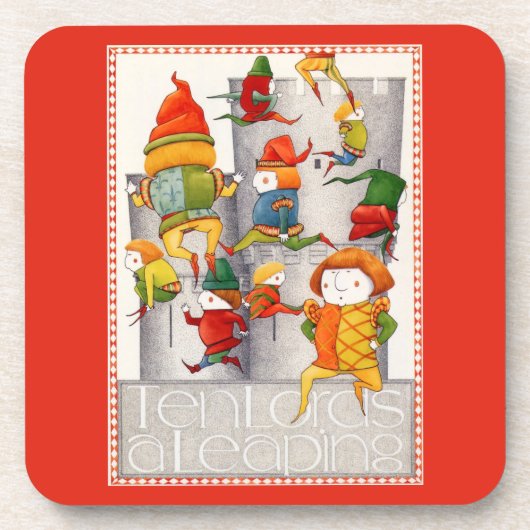 TEN LORDS A LEAPING Hard Plastic Onderzetters - Ro (Voorkant)