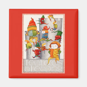 TEN LORDS A LEAPING Square Magnet - Rood Magneet