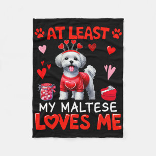 Ten minste mijn Maltezer die van me houdt Valentij Fleece Deken
