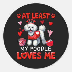 Ten minste mijn poedel die van me houdt Valentijns Ronde Sticker