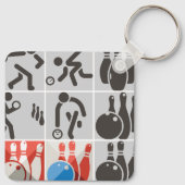 Ten Pin Bowling Icons Sport Sleutelhanger (Achterkant)