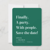 Ten slotte een partij Simple Text Emerald Minimali Save The Date (Voorkant)