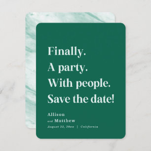 Ten slotte een partij Simple Text Emerald Minimali Save The Date