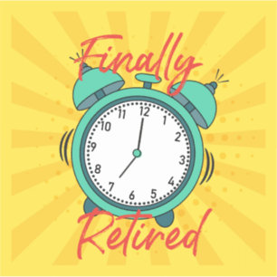 Ten slotte in ruste, zet de wekker uit. sticker