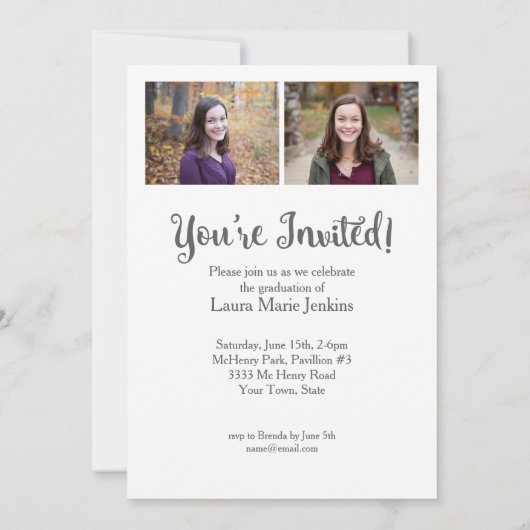 Tendance 2019 Script Graduation Photo Invitation (Dos)
