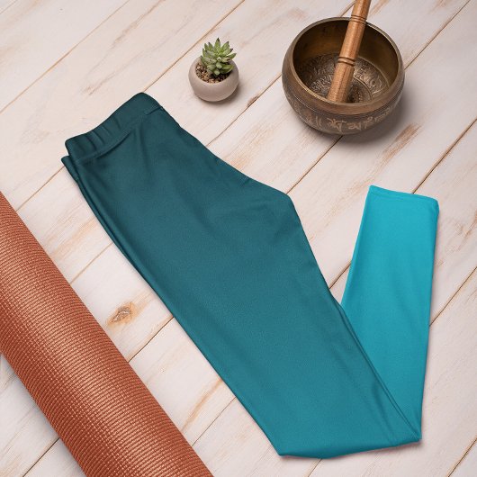 Tendance Automne Couleur Vivid Cyan Ombre Leggings