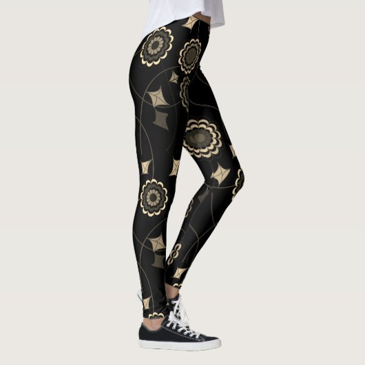 Tendance beige Fleur Fleur Ivy Black Leggings (Droite)