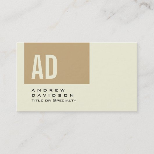 Tendance Beige Stripe Monogram Carte de visite élé (Devant)