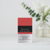 Tendance Black Red Grey Simple Carte de visite sim (Debout devant)