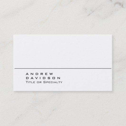Tendance blanche Carte de visite élégant (Devant)