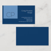 Tendance Bleu tons Moderne Carte de visite Monogra (Devant / Derrière)