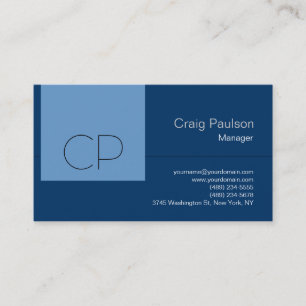 Tendance Bleu tons Moderne Carte de visite Monogra