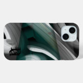 Tendance coque iphone Art Abstrait Noir Blanc Vert (Verso (horizontal))