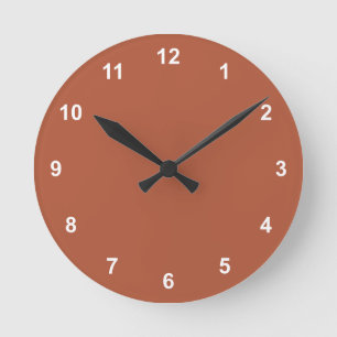 Tendance Couleur Brûlé Cuivre Horloge Ronde Avec N