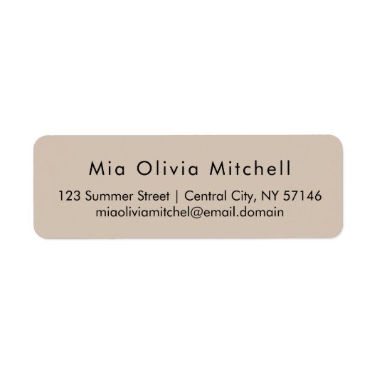 Tendance Couleur douce Taupe Étiquette de adresse  (Devant)