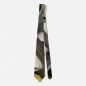 Tendance cravate abstraite noir blanc or (Devant)