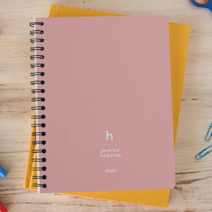 Tendance Dusty Rose moderne Monogramme hebdomadair