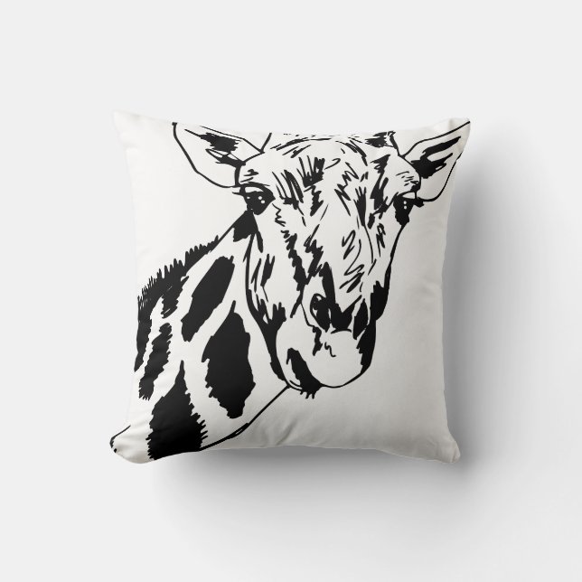 Tendance Girafe Noire Blanc Décoratif Oreiller (Recto)