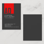Tendance gris rouge Carte de visite blanc (Devant / Derrière)