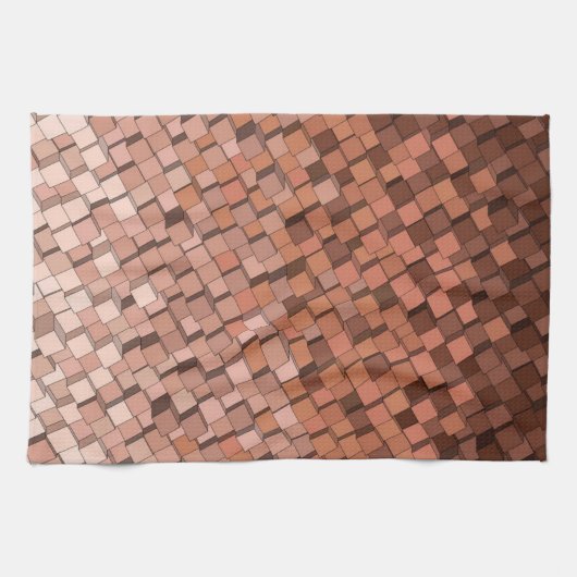Tendance Mocha Mousse 3D Cube Serviette de cuisine (Horizontal)