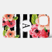 Tendance Monogramme Noir Blancs Fleurs Coque (Verso (horizontal))