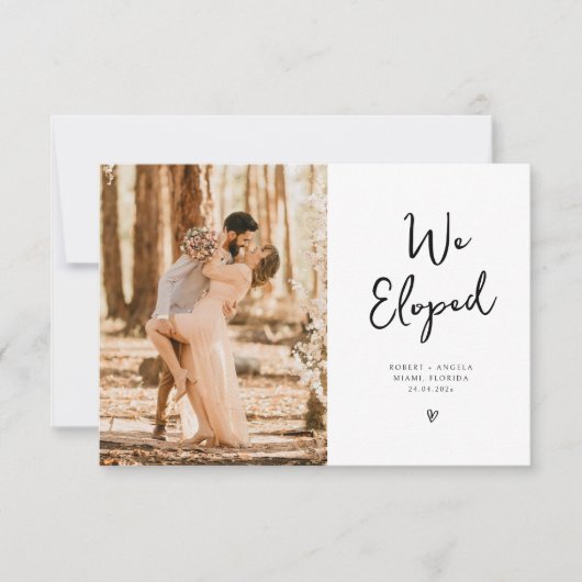 tendance nous avons fui mariage faire-part (Devant)