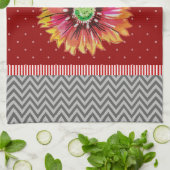 Tendance Orange Fleur foncé Rouge Gris Serviette d (Plié)