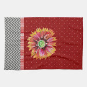 Tendance Orange Fleur foncé Rouge Gris Serviette d (Horizontal)