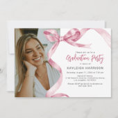 Tendance Pink Bow Photo Graduation Invitation (Devant)