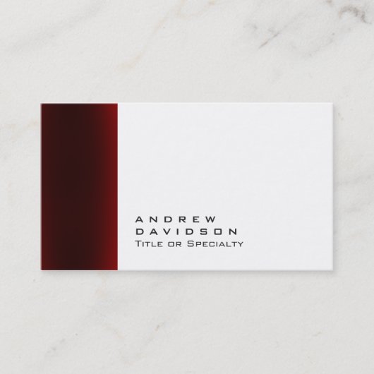Tendance Rouge Blanc Plaine Carte de visite élégan (Devant)