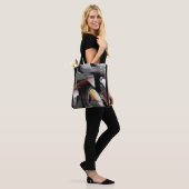 Tendance sac cabas abstrait noir blanc poudré (Sur le modèle)