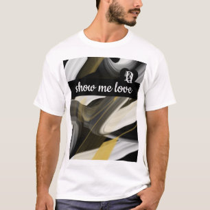 Tendance T-Shirt Art Abstrait Noir Blanc Or