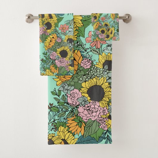 Tendance tournesol jaune et rose roses design (En situation)