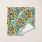 Tendance tournesol jaune et rose roses design (Gant de toilette)