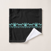 Tendance Tribal géométrique Turquoise et Noir (Gant de toilette)
