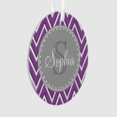 Tendance violet Chevron Motif gris Monogramme (devant)