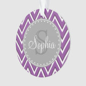 Tendance violet Chevron Motif gris Monogramme (devant)