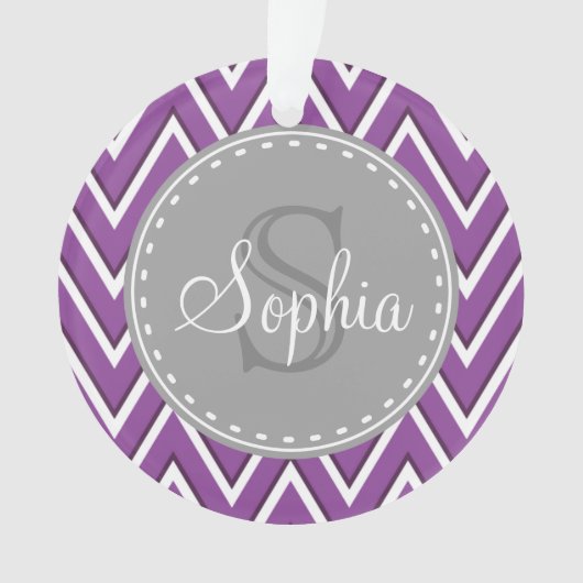Tendance violet Chevron Motif gris Monogramme (devant)