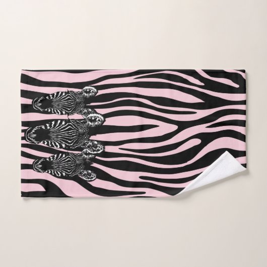 Tendance Zebra Herd sur Zebra Imprimer rose (Serviette à main)