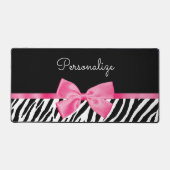 Tendance Zebra Print Chic Hot Rose Bow et nom (Recto)